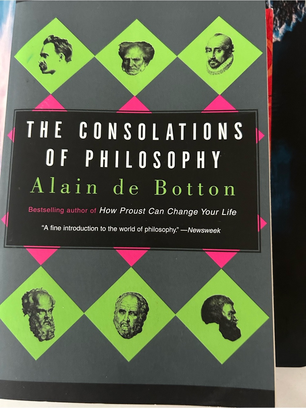 Alain de Botton Green & Black Book Sleeve - The Consolations of Philosophy